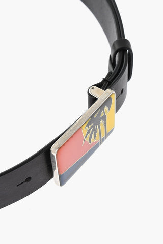 Leather ALOHA SPIRIT Belt with Enamelled Buckle 35mm