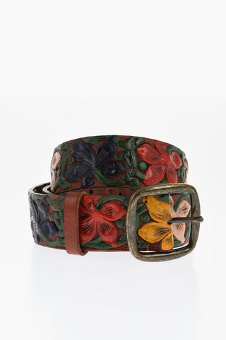 Ledergürtel ALOHA SPIRIT mit floralem Design 40 mm