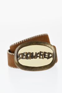 Calf Hair Belt with Maxi Logo Buckle 45mm