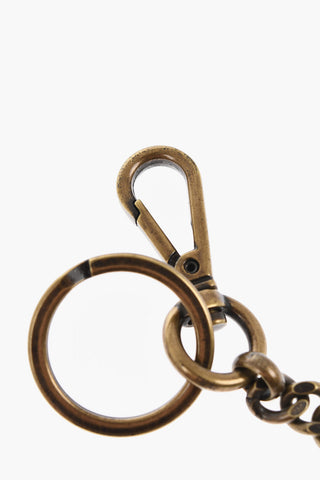 Burnished Effect Brass Keyring with Logoed Pendant