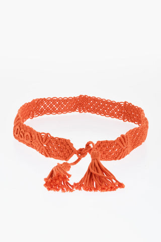 Baumwoll-Makramee-Gürtel mit Raffia-Detail 40mm
