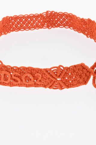 Baumwoll-Makramee-Gürtel mit Raffia-Detail 40mm