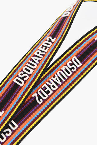 Portachiavi da Collo a Righe Multicolor con Logo in Rilievo