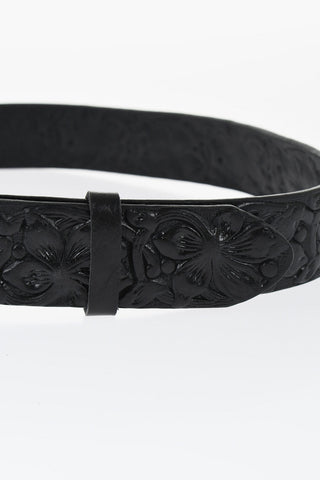 Floral Motif Leather ALOHA SPIRIT Belt 40mm
