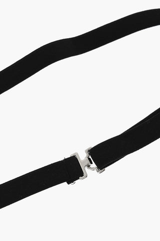 ICON Elastic Fabric Skinny Belt with Silver-Tone Detail 15mm