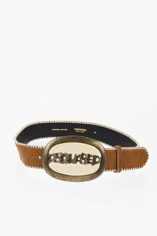 Gürtel aus Ponyhaar mit Maxi-Logo-Schnalle 45mm