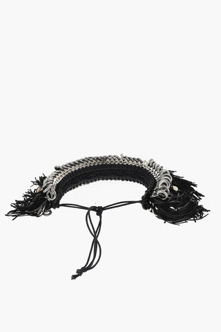 Plastron Halskette COW GIRL aus Wildleder und Metall mit Fransen und Muscheln