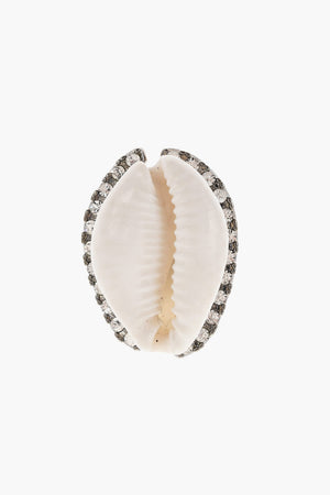 조개 및 스트라스 싱글 클립온 귀걸이