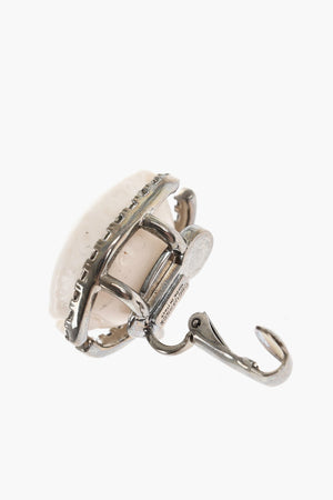 조개 및 스트라스 싱글 클립온 귀걸이