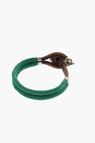 Leather Bracelet with Monogram Charm