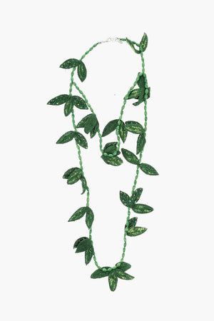 Beaded Necklace with Botanical Motif