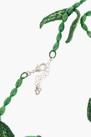 Beaded Necklace with Botanical Motif