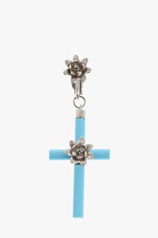 Single Earring JESUS with Metal Flowers