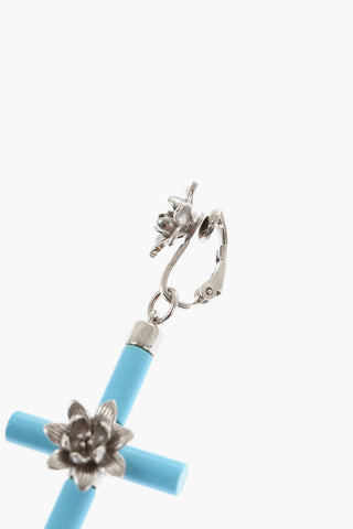 Single Earring JESUS with Metal Flowers