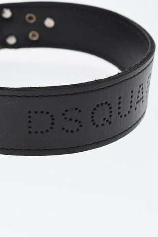 Leather Choker With Studs And Foulard Details