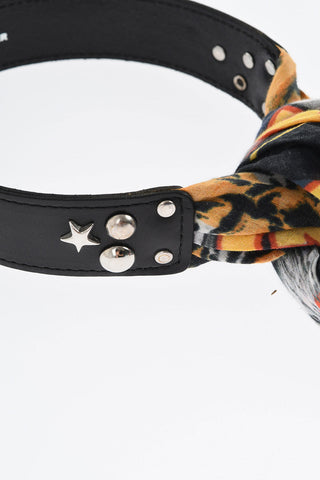 Leather Choker With Studs And Foulard Details