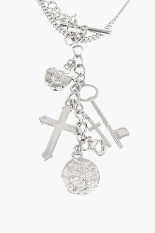 Collana a Catena Effetto Argentato con Charms