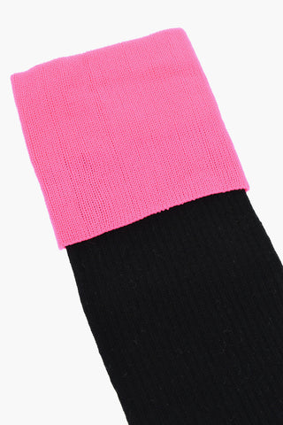 Cotton Long Socks with Contrasting Detail