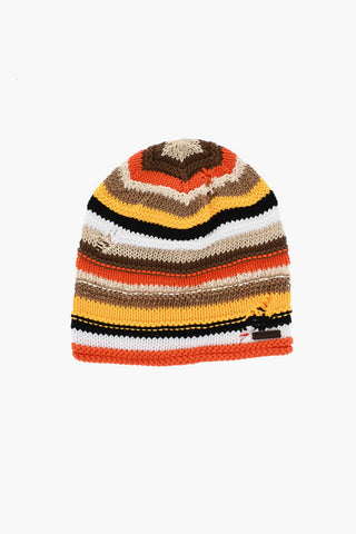 Multicolour Linen-and-Cotton Beanie