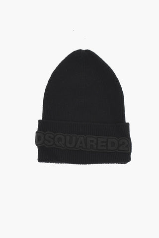 Beanie in Lana con Logo Tono su Tono