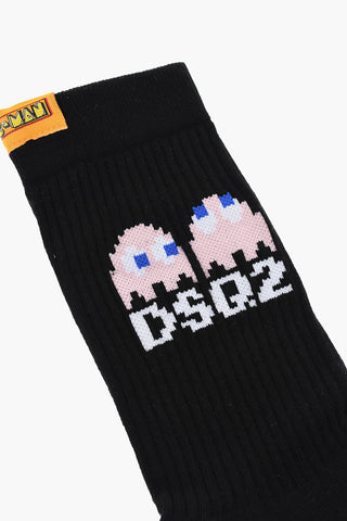 Cotton and Nylon PAC-MAN Long Socks with Ribbed Detail