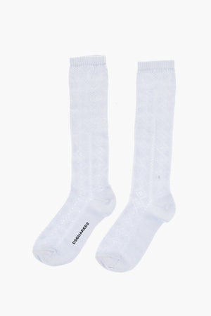 Wool-Blend Perforated Long Socks