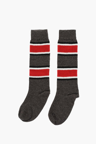 Color Block Wool Blend Long Socks