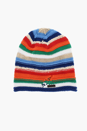 Mehrfarbige Beanie aus Leinen und Baumwolle
