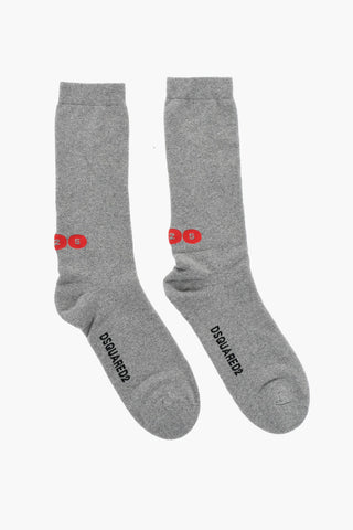 Cotton Blend Long Socks with Embroidery