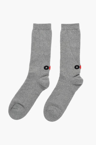 Cotton Blend Long Socks with Embroidery