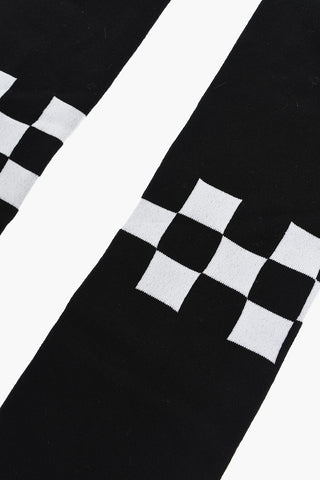 checked Cotton Blend Long Socks