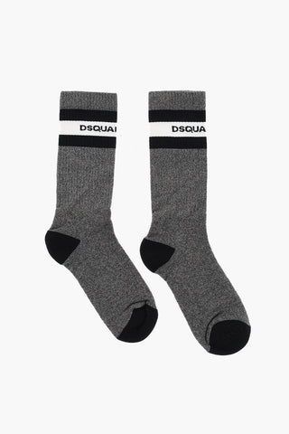 Two-Tone Long Socks with Embroidery Logo