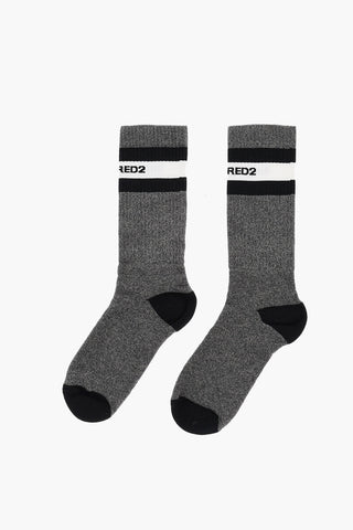 Two-Tone Long Socks with Embroidery Logo