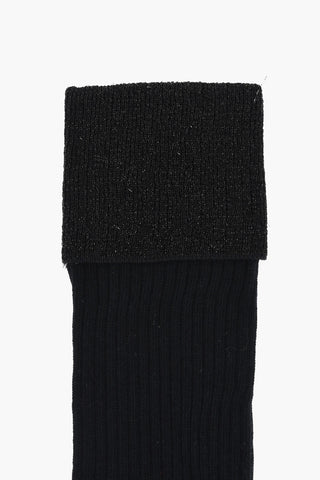 Long Ribbed Socks with Glitter Details