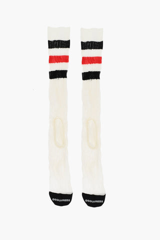 Lange Dreifarbige Rippensocken