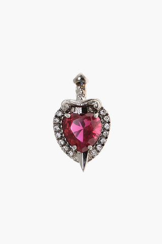 Heart Shaped Stone Clip-On Single Earring
