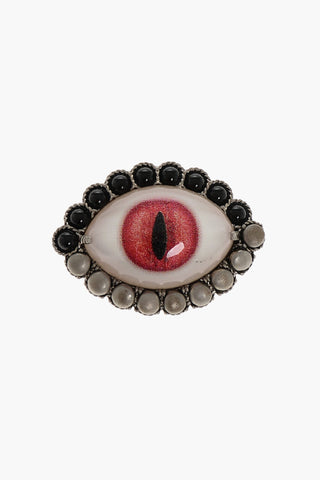 Eye Shaped Brooch with Beads