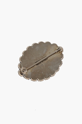 Eye Shaped Brooch with Beads