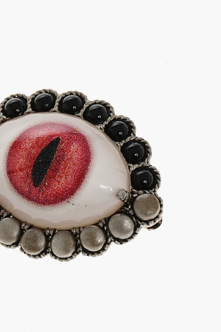 Eye Shaped Brooch with Beads