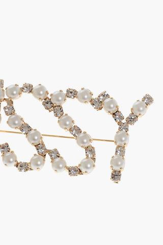 Spilla Effetto Dorata con Gioielli e Perline