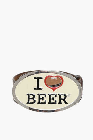 Leather I LOVE BEER Belt with Corkscrew-Buckle 40mm