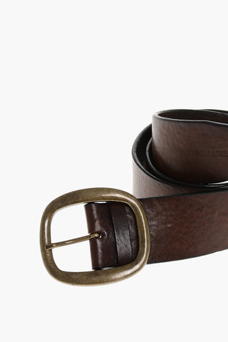 Leather Belt with Brass Buckle 40mm