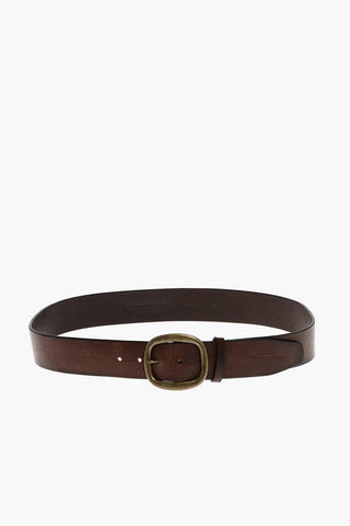 Leather Belt with Brass Buckle 40mm