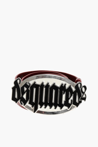 Studded Leather GOTH Belt with Enameled Maxi Buckle 40mm