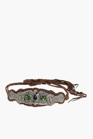 Suede Corset Belt with Jeweled Details 100mm