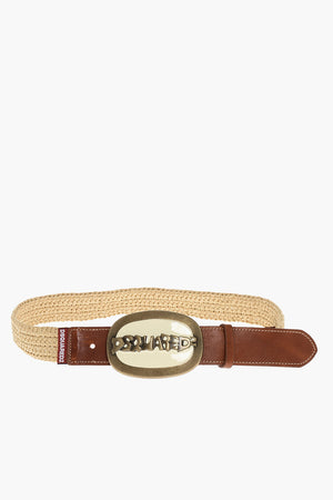 Gürtel aus Raffia mit emaillierter Schnalle 40mm