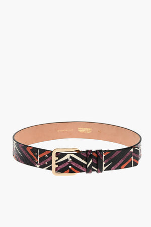 Snakeskin Leather Belt with Abstract Pattern 40mm