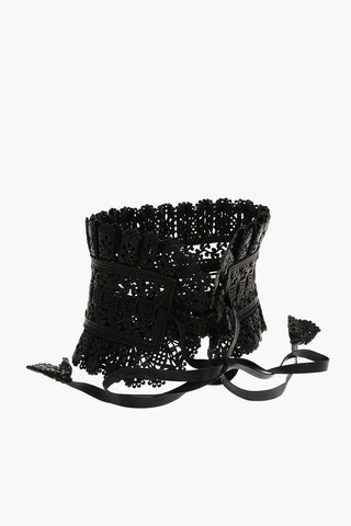 Leder-Korsettgürtel mit Spitzen-Effekt 180mm