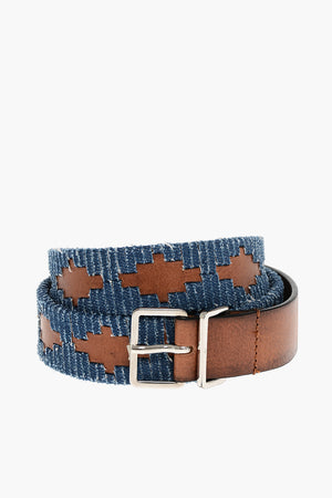 30mm Leather and Denim Belt