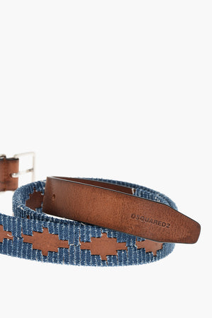 30mm Leather and Denim Belt